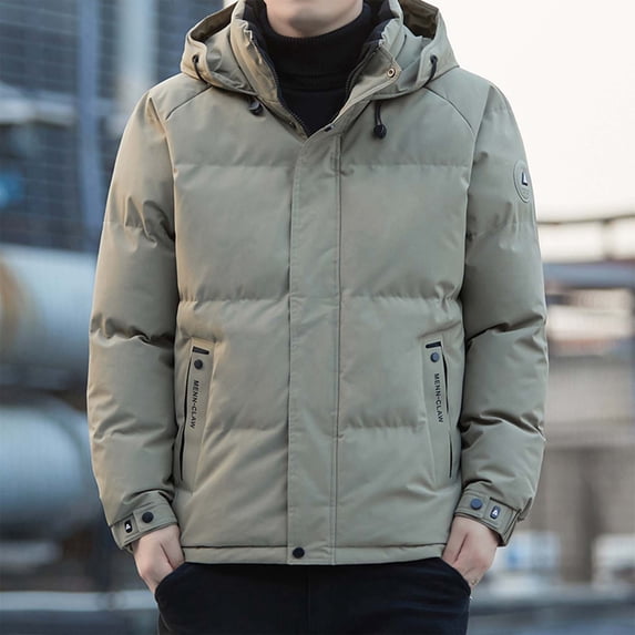 FDGIU Men's Versatile Quilted Puffer Jacket, Hooded Winter Coat with Hood, Warm Windproof Insulated Outerwear