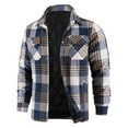 thumbnail image 1 of FDGIU ‌Men's Winter Flannel Shirt Jacket - Heavy Thick Sherpa Lined Button Outwear, 1 of 6