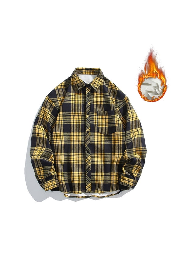Men's Winter Flannel Shirt Jacket - Heavy Thick Sherpa Lined Button Outwear