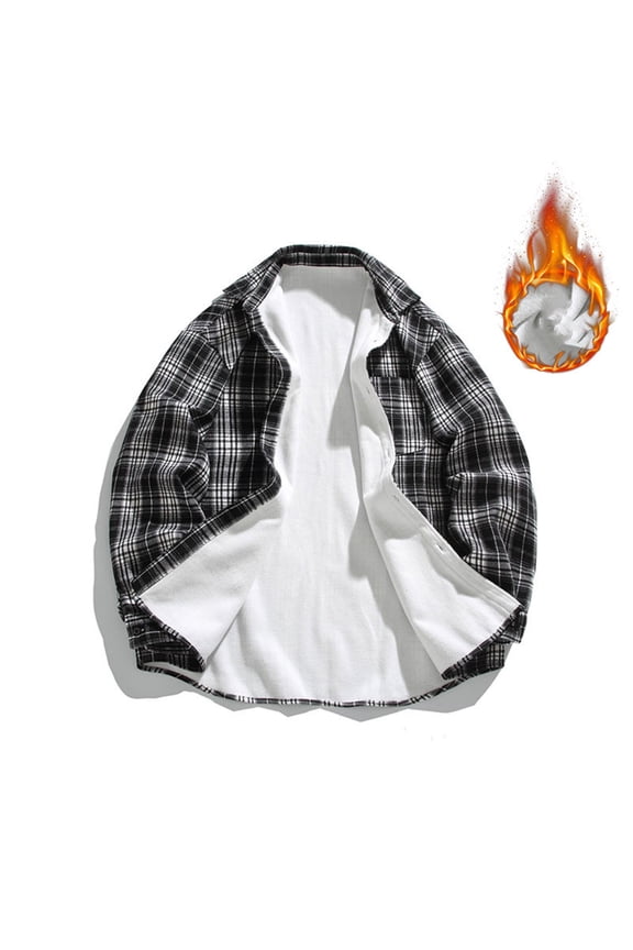 ‌Men's Winter Flannel Shirt Jacket - Heavy Thick Sherpa Lined Button Outwear