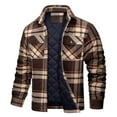 thumbnail image 1 of FDGIU ‌Men's Winter Flannel Shirt Jacket - Heavy Thick Sherpa Lined Button Outwear, 1 of 6