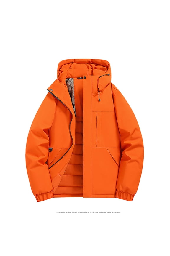 Men's Winter Puffer Jacket - Hood Windproof Thermal Long Coat for Cold Weather