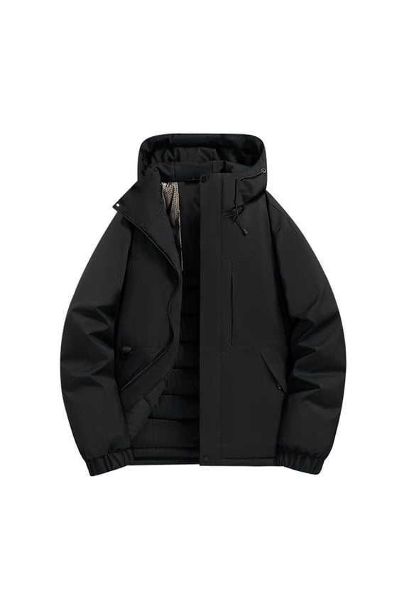 Men's Winter Puffer Jacket - Hood Windproof Thermal Long Coat for Cold Weather