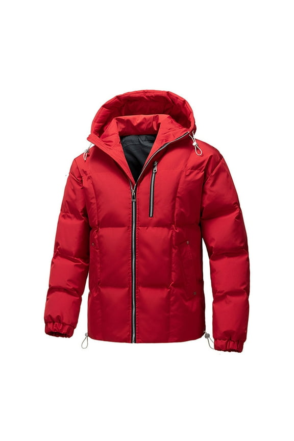 Men's Winter Puffer Jacket - Hood Windproof Thermal Long Coat for Cold Weather