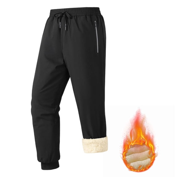FDGIU Men's Winter Warm Fleece Lined Joggers - Sweatpants with Pockets, Sports Running Hiking Active Pants