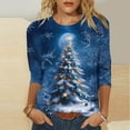 thumbnail image 1 of FDGIU Plus Size Christmas Tops for Women, Festive 3/4 Sleeve Crewneck T-Shirt, Cute Holiday Print Loose Fit Tunic for 2025, 1 of 5
