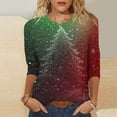 thumbnail image 1 of FDGIU Plus Size Christmas Tops for Women, Festive 3/4 Sleeve Crewneck T-Shirt, Cute Holiday Print Loose Fit Tunic for 2025, 1 of 5