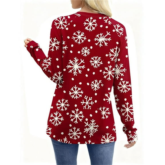 FDGIU Plus Size Christmas Tops for Women, Funny Xmas Tree Graphic Long Sleeve Tunic, Festive Holiday Tee