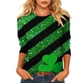 thumbnail image 1 of FDGIU Plus Size St. Patrick's Day Tee for Women - Short Sleeve Shamrock Graphic Crew Neck Top, 1 of 6