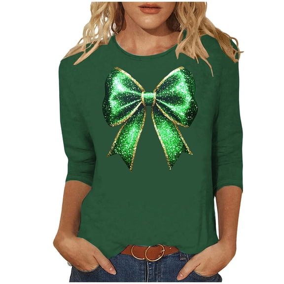 FDGIU Plus Size St. Patrick's Day Tee for Women - Short Sleeve Shamrock Graphic Crew Neck Top