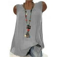 thumbnail image 1 of FDGIU Plus Size Women's Cotton Linen Tank Dress, Summer Sleeveless V Neck Loose, Casual Solid Color Vacation Dress, Trendy Boho Style, 1 of 6
