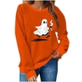 thumbnail image 1 of FDGIU Spooky Season Cute Ghost Graphic Women's Halloween Sweatshirt Oversized Crewneck Pullover Long Sleeve Casual Top Halloween Shirts for Women, 1 of 5