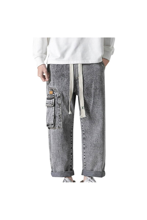 Summer Linen Pants for Men - Elastic Waist Straight Leg Beach Pants, Loose Fit Casual Trousers with Drawstring, Lightweight Breathable Suit Pants