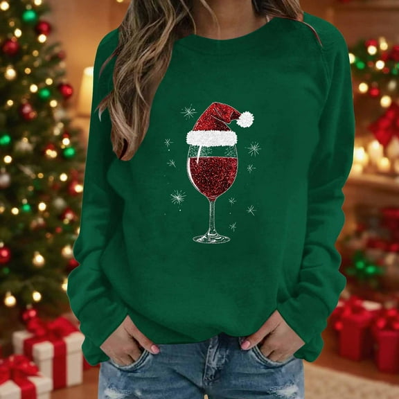 ‌FDGIU Trendy 2025 Women's Xmas Sweater – Funny Print Long Sleeve Pullover, Winter Casual Tunic‌