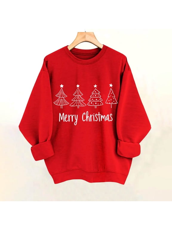 FDGIU Trendy 2025 Women's Xmas Sweater – Funny Print Long Sleeve Pullover, Winter Casual Tunic