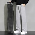 thumbnail image 1 of FDGIU Trousers Plus Velvet Man Solid Color Fleecing Pockets Drawstring Straight Barrel Loose Sweatpants Heavyweight Fleece Cargo Pants, 1 of 4