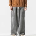 thumbnail image 1 of FDGIU Trousers Plus Velvet Men Leisure Solid Color Button Elastic Waist Draw Rope Full Length Pants Heavyweight Fleece Cargo Pants, 1 of 6
