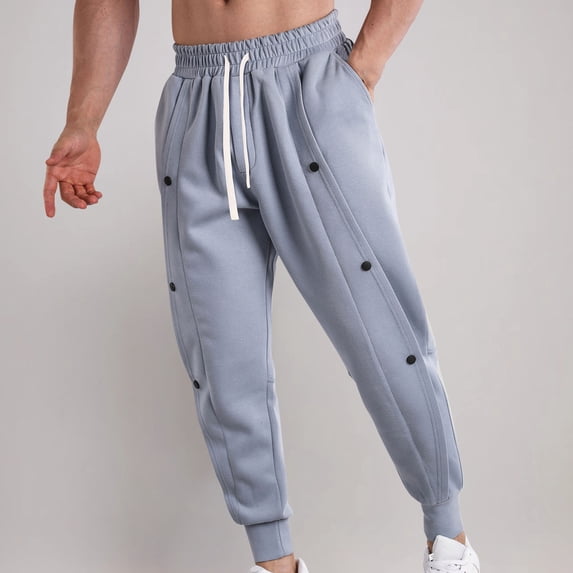 FDGIU Trousers Plus Velvet Men Solid Color Fashion Thickening Waistband Casual Buttons Bottoms Sports Pants Heavyweight Fleece Cargo Pants