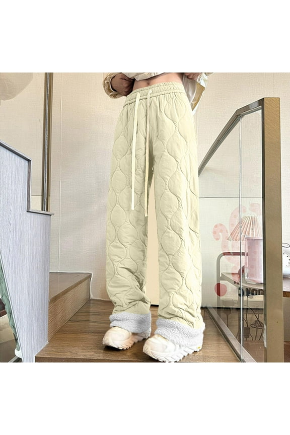 Trousers Plus Velvet Men's Casual Thick Solid Color Warm Lamb Wool Straight Pocket Full Length Pants Heavyweight Fleece Cargo Pants