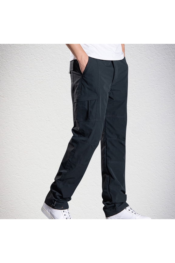 Trousers Plus Velvet Men's Windproof Outdoor Soft Straight Leg Winter Casual Multi Bag Work Pants Heavyweight Fleece Cargo Pants