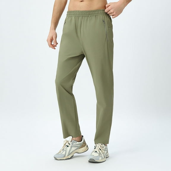 FDGIU Trousers for Men Plus Size Pants Men's Solid Color Casual Long Pants Pocket Elastic Waist Trousers