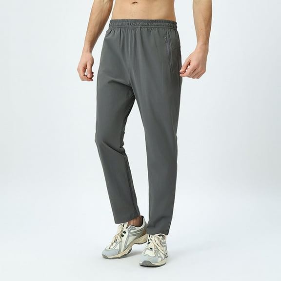 FDGIU Trousers for Men Plus Size Pants Men's Solid Color Casual Long Pants Pocket Elastic Waist Trousers