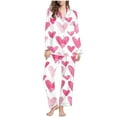 thumbnail image 1 of FDGIU Valentine's Day Sleepwear for Women - 2 Piece Long Sleeve Pajama Set with Heart Print Top Comfy Loungewear Set, 1 of 5