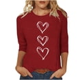 thumbnail image 1 of FDGIU Valentines Tops for Women Plus Size - 3/4 Sleeve Heart Print Tee Soft Basic T-Shirt, 1 of 4