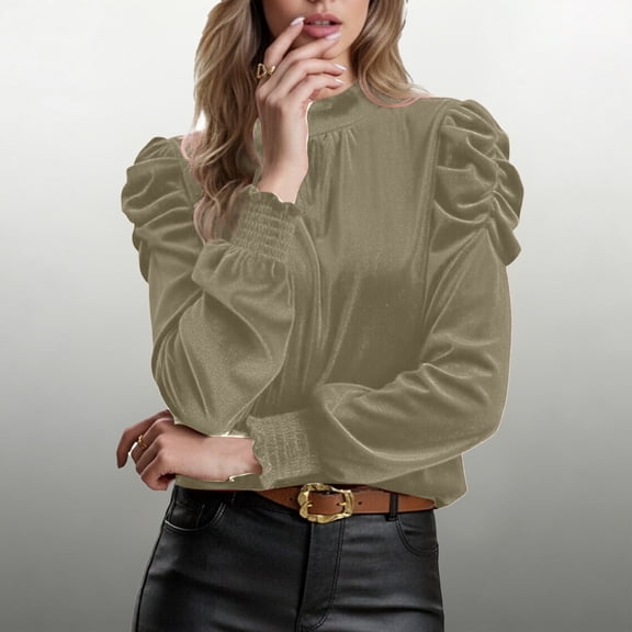 FDGIU ‌Velvet Tops for Women, Soft Long Sleeve Pullover Shirt for Casual Comfort & Trendy Winter Style