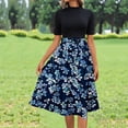 thumbnail image 1 of FDGIU Vintage A-Line Skirt - Women's High Waist Pleated Midi Skirt with Pockets (Polka Dot, Rockabilly Style), 1 of 6