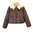 thumbnail image 1 of FDGIU Winter Jackets for Women Insulated Coat Women's Collar Short Down Jacket Women's Winter Leather Jacket Thickened Warm Jacket Jacket, 1 of 3