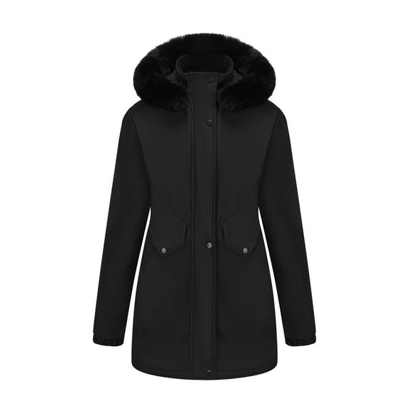 FDGIU Winter Jackets for Women Insulated Coat Women's Solid Color Pocket Parka Outwear Waterproof And Windproof Outdoors Long Sleeved Hooded Jacket