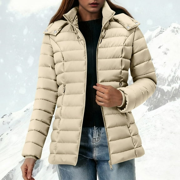 FDGIU Winter Women's Long Lightweight Puffer Jacket, Hooded Warm Insulated Long Sleeve Coat for Everyday