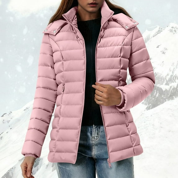 FDGIU Winter Women's Long Lightweight Puffer Jacket, Hooded Warm Insulated Long Sleeve Coat for Everyday
