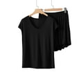 thumbnail image 1 of ‌FDGIU ‌‌‌‌‌Women 2-Piece Pajama Set - Short Sleeve Modal Top & Wide Leg Pants Loose Comfy Sleepwear Summer Loungewear, 1 of 6