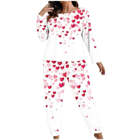 FDGIU Women Plus Size Pajama Sets - Soft Printed 2 Piece Cute Printed Loungewear