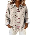 thumbnail image 1 of FDGIU ‌‌‌‌Women Valentine's Day Shirt - Long Sleeve Button Down V-Neck Love Heart Graphic Cute Top, 1 of 5