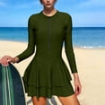 thumbnail image 1 of FDGIU Women's 2 Piece Swim Dress Tankini, Long Sleeve Guard Top with Boyshort Bottom, Built-in Bra & Tummy Control, Quick Dry Modest Bathing Suit for Beach Pool, 1 of 7