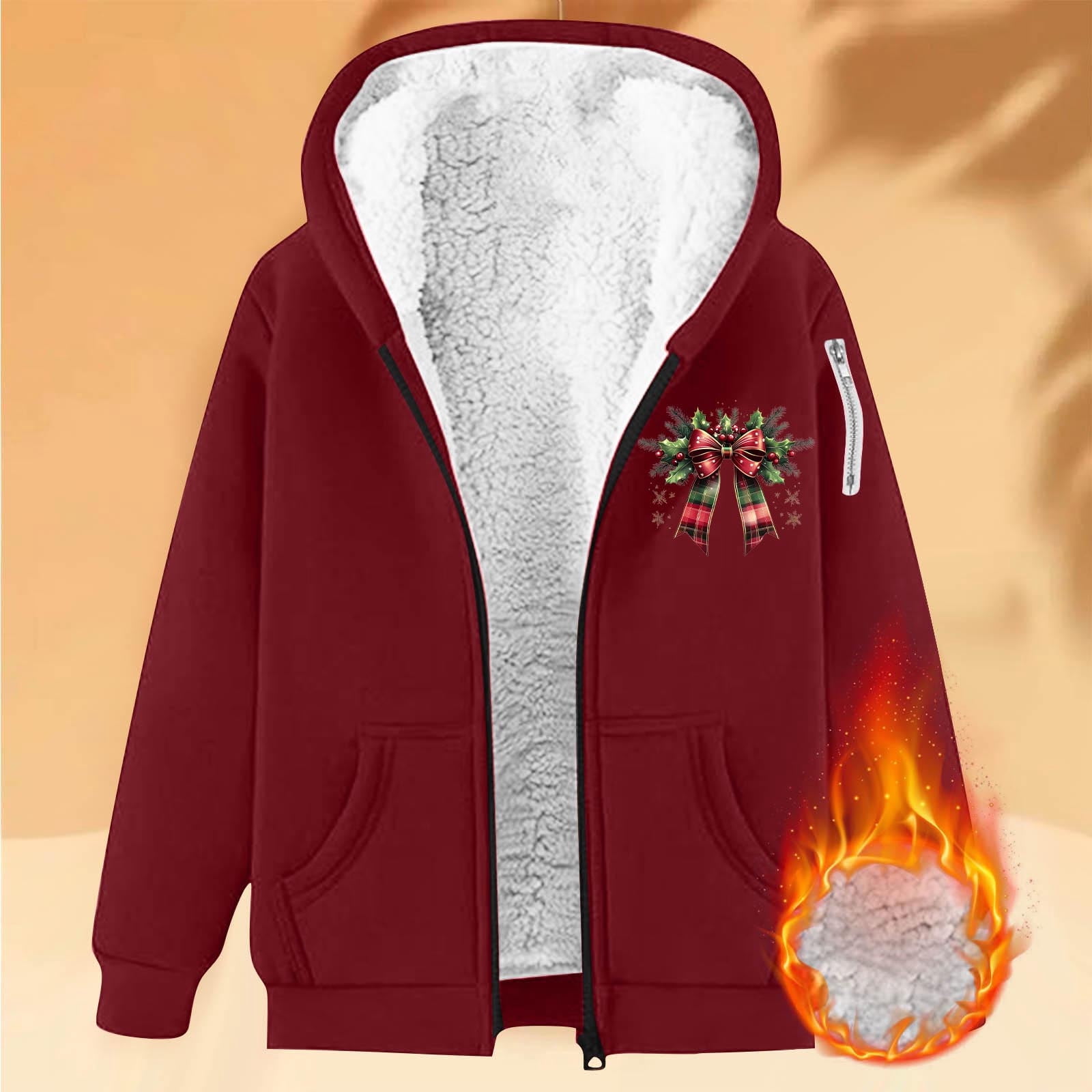 FDGIU Women's 2025 Christmas Hoodies - Fleece Lined Xmas Tree