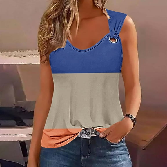 FDGIU Women's 2025 Flowy Tank Top - V-Neck and Side Split, Spaghetti Strap for Summer Casual Cami