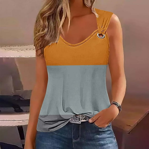 FDGIU Women's 2025 Flowy Tank Top - V-Neck and Side Split, Spaghetti Strap for Summer Casual Cami