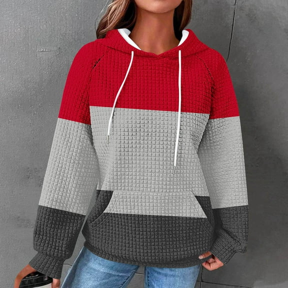 FDGIU Women's 2025 Hoodies - Long Sleeve Crewneck Pullover Sweatshirts with Pockets, Plus Size Fleece Loose Fit Fall Fashion