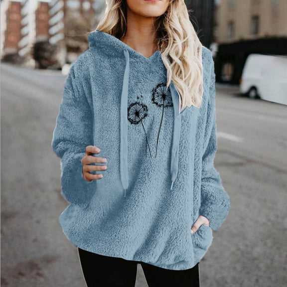 FDGIU Women's 2025 Oversized Hoodies - Fleece Lined Long Sleeve Sweatshirts with Pockets, Warm Winter Pullover for Fall Outfits