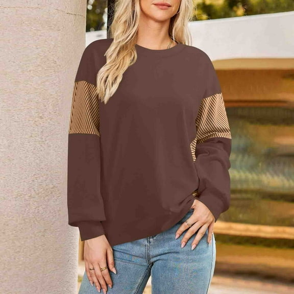 FDGIU Women's 2025 Oversized Sweatshirt - Fleece Crewneck Pullover, Soft Comfy Long Sleeve Trendy Top for Fall Winter Outfits