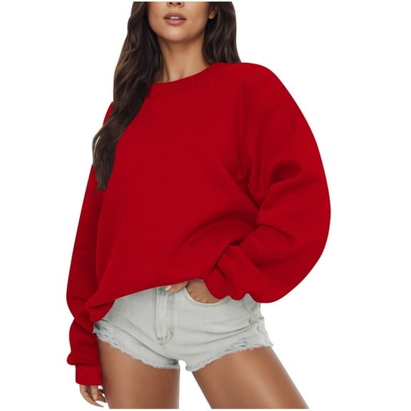 FDGIU Women's 2025 Oversized Sweatshirt - Fleece Crewneck Pullover, Soft Comfy Long Sleeve Trendy Top for Fall Winter Outfits