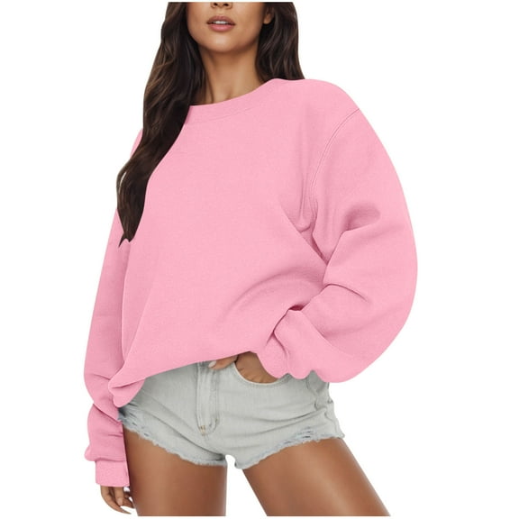 FDGIU Women's 2025 Oversized Sweatshirt - Fleece Crewneck Pullover, Soft Comfy Long Sleeve Trendy Top for Fall Winter Outfits
