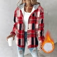 thumbnail image 1 of FDGIU Women's 2025 Plaid Shacket - Fleece Hooded Jacket, Warm Button Front Fall Winter Coat,Casual Plaid Fleece Hoodie Jacket, 1 of 6