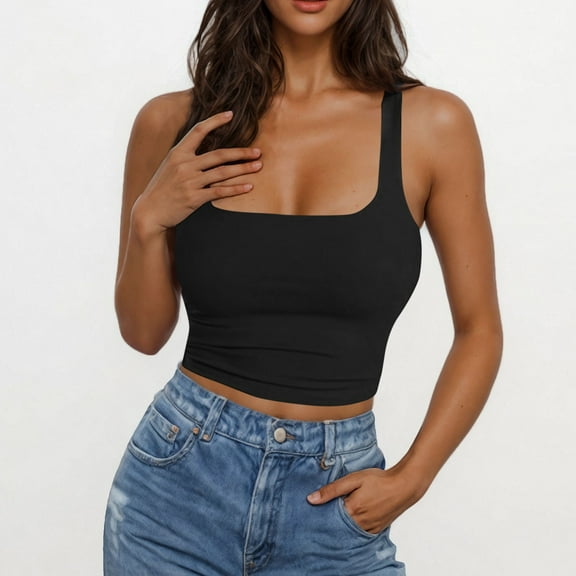 FDGIU Women's 2025 Ribbed Camisole Tank Top - Slim Fit Scoop Neck with Adjustable Spaghetti Strap for Summer Layering