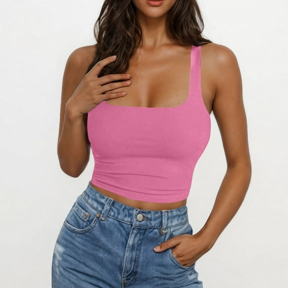 FDGIU Women's 2025 Ribbed Camisole Tank Top - Slim Fit Scoop Neck with Adjustable Spaghetti Strap for Summer Layering