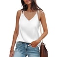 thumbnail image 1 of FDGIU Women's 2025 Silk Camisole - V-Neck; Adjustable Spaghetti Strap Summer Sleeveless Blouse, 1 of 5